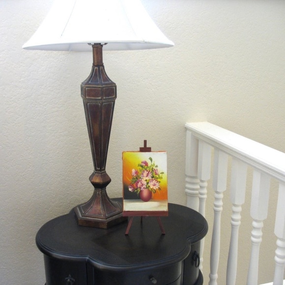 Small Oil Painting with Easel, Hand Painted Floral - Picture 3 of 7